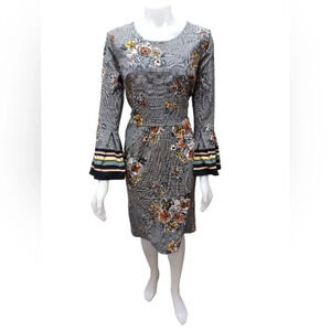 Rinascimento EUC Midi Floral Bell  Sleeved Dress Size XL